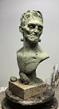 科学怪人（弗兰肯斯坦）胸像泥稿，由艺术家Tomek Radziewicz制作 ，想练习泥塑的可以按照图来试试 ​​​​