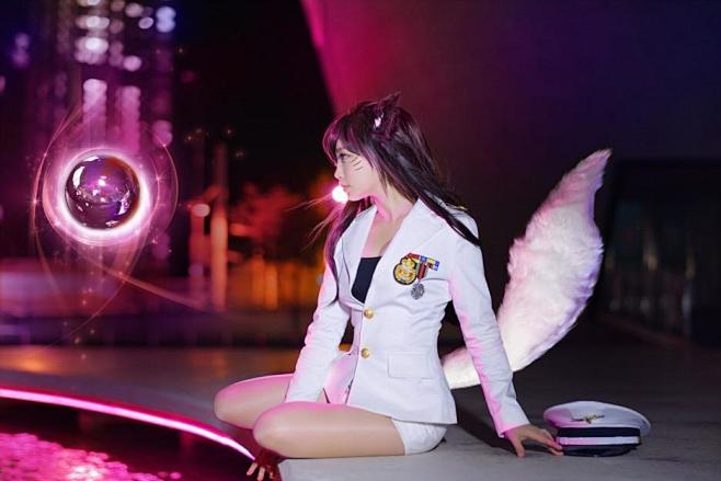 螺旋猫萌神cos英雄联盟阿狸肉丝美腿制服诱惑cos展示插画吧中国最具