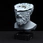 I wish it were as easy to banish hunger [...] : A bust fragment of Diogenes the Cynic is physically connected to an electronic mainboard. Its operating system monitors the number of likes of an Instagram post consisting of a photograph of the artwork and 