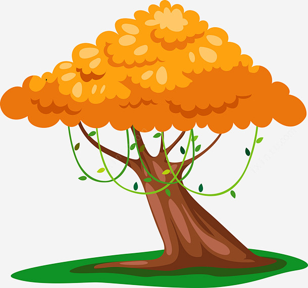卡通大树高清素材创意大树大树大树png手绘大树歪斜的树干滴落的枝条
