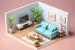 时尚设计3D室内设计装修透视图模型