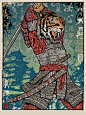 Samurai Tiger Attack Print