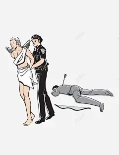 卡通天使与警察插画高清素材 免抠 页面网页 平面电商 创意素材 png素材