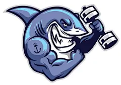 矢量鲨鱼大白鲨插画AI卡通手绘黑鲨吉祥物logo标志图案设计素材