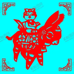 小毛驴剪纸 【酷图网】剪纸,线条,矢量,传统,装饰,窗花,插画,小毛驴,动物,人物,可爱,卡通,
