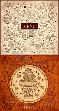 复古西式美食菜单设计元素矢量下载