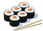 寿司和棕色筷子插画