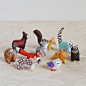 AUCTION IS OVER! Instant collection of TEN mini animal sculptures: okapi numbat  2019  AUCTION IS OVER! Instant collection of TEN mini animal sculptures: okapi numbat ring-tailed lemur red fox wolf lion bear sloth quoll & owl. THESE ARE NOT CERAMIC. T