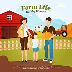 (源站可下源文件)在农场秋收期间引领健康的生活方式家庭/Leading healthy lifestyle family during autumn harvest time on farm