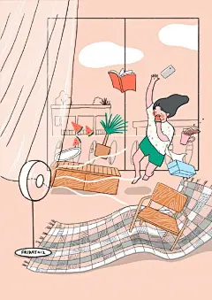 #插画#  纪念一下仅剩三格电量的小夏天 works by 금요일(friday412) ​​​​