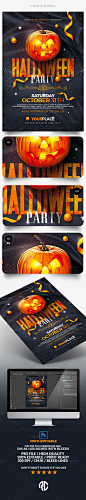 Great design ! Halloween Party Flyer Template by @romecreation on @CreativeMarket https://crmrkt.com/B3433 #halloween #halloween2016 #party