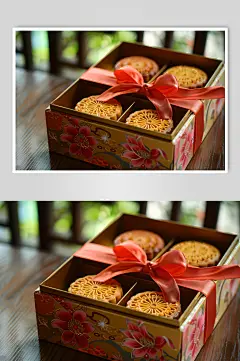 AI数字艺术中秋节送礼月饼礼盒图片