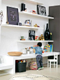 Love the open shelving and the kiddos table ledge.: 