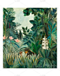 赤道丛林老式插图墙体艺术和海报设计重混了亨利 · 卢梭的原始作品..