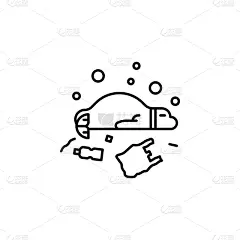 塑胶,细的,图标,海豹,线图标,食品,野生动物,环境,环境保护