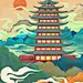 中国风古建筑插画