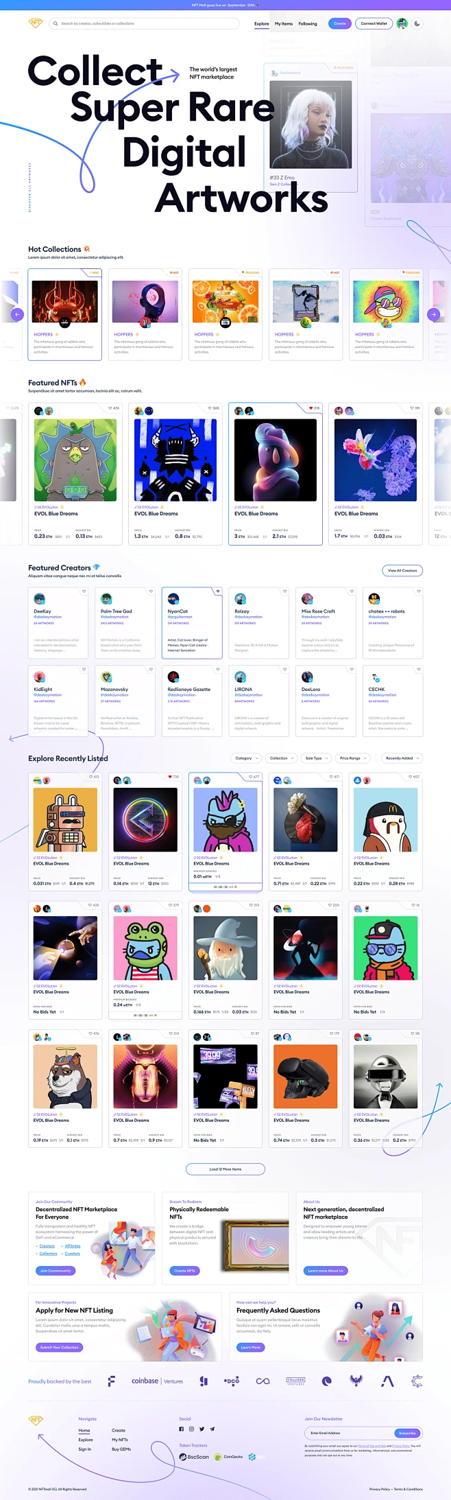 landing page nft nft marketplace ui design UI/UX user interface Web ...