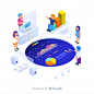 Isometric infographic with charts and people Free Vector