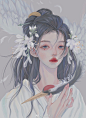 【本草纲目草药拟人·玉簪】手绘插画人像古风壁纸—@gua老师—微博