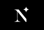 This may contain: the letter n is made up of two white stars on a black background, and it appears to be monogrammed