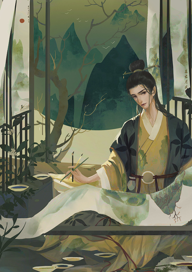 文徵明_三亡月文__插画师作品_涂鸦王国...