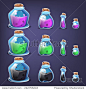 Bottles of potion. Vector illustration.