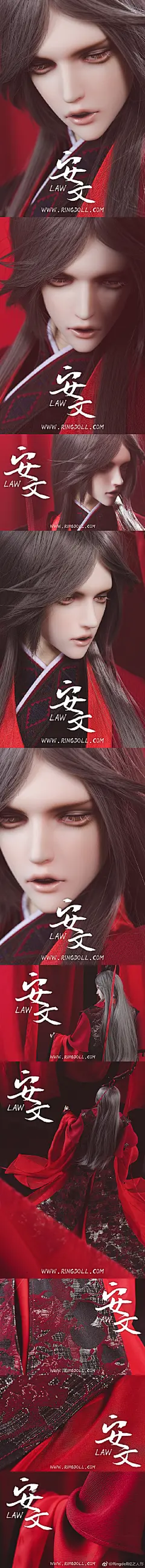 #ringdoll##转发抽奖# 详见P2，新年红衣古装叔—安文正式上架！安文为通贩，全套定价4073元，服装配件均单独出售。传送门：ORingdoll戒之人形 安文 官方正版 BJD娃娃SD男...，3月21前购买可享新品9折优惠，并赠送2018限定台历一本，3月5日前还可与春节活动叠加~
新年接红红火火的古装叔回家啦！多多转发有机会获得一只安文哦~【点 ​​​​...展开全文c