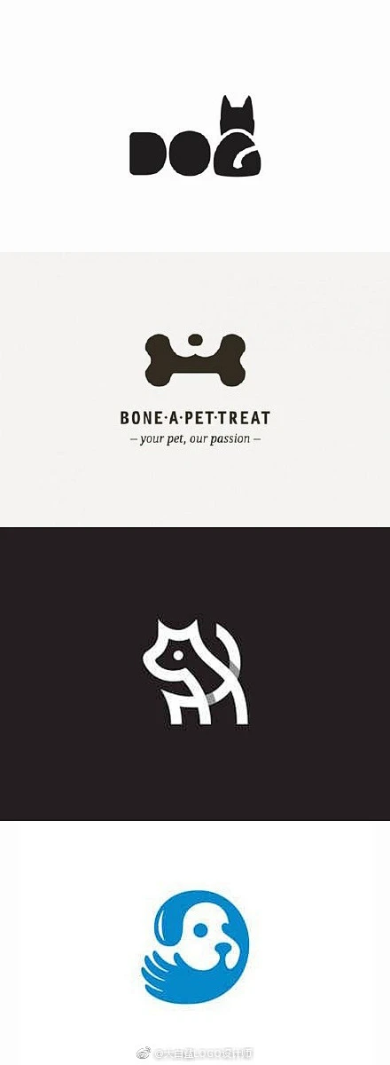 #LOGO设计# 一组以狗狗为元素的logo设计 -花瓣网