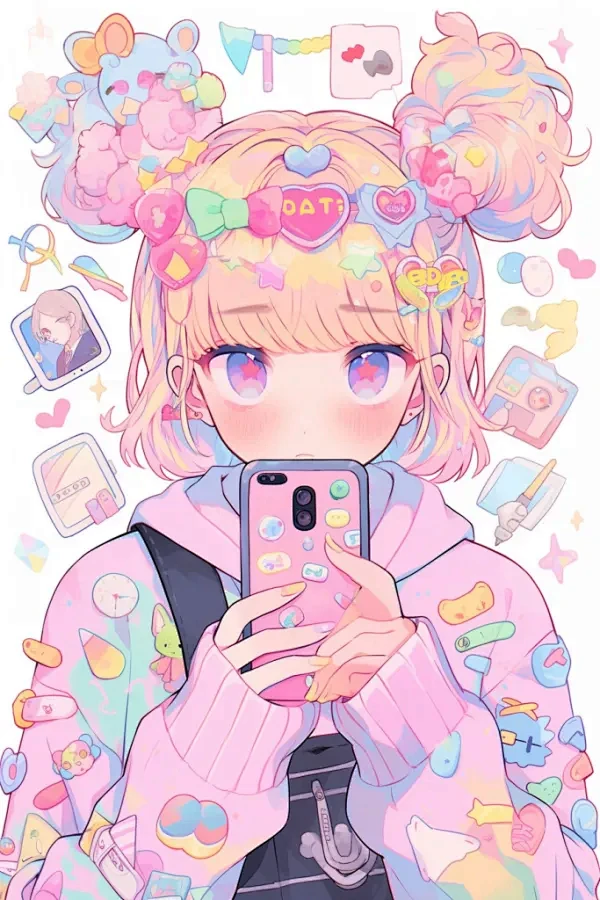 设图彩虹风扁平风多巴胺女孩穿搭人物插画