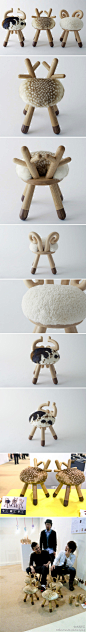 日本设计师 Takeshi Sawada 继“小鹿斑比”椅子后，又推出了牛椅子和羊椅子。随着“动物”的增加，设计师俨然是要开家农场，天晓得他下次会不会整一套鸡鸭鹅出来。