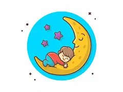 月亮上睡觉的小男孩卡通矢量插画矢量图素材