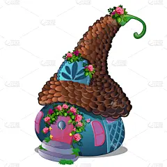 屋顶,房屋,褐色,仙女服,瓷砖,可爱的,玫瑰,飘然,簇叶从生的,小的