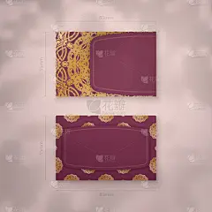 像样的名片，酒红色与复古金色图案，为您的联系人。