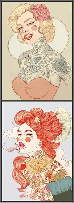 【纹身与插画】来自伦敦艺术家Liz Clements 的插画~~~ 小时候一直觉得纹身的孩子都是坏孩子