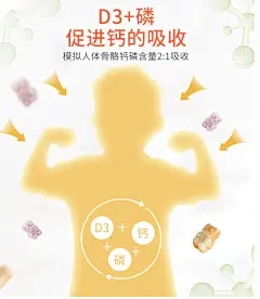 钙铁锌
丽贵美国小熊软糖儿童钙片复合维生素宝宝补钙d3钙成长乳钙维生素-tmall.hk天猫国际