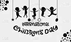 国际儿童节。旗帜，海报儿童意识运动模板。