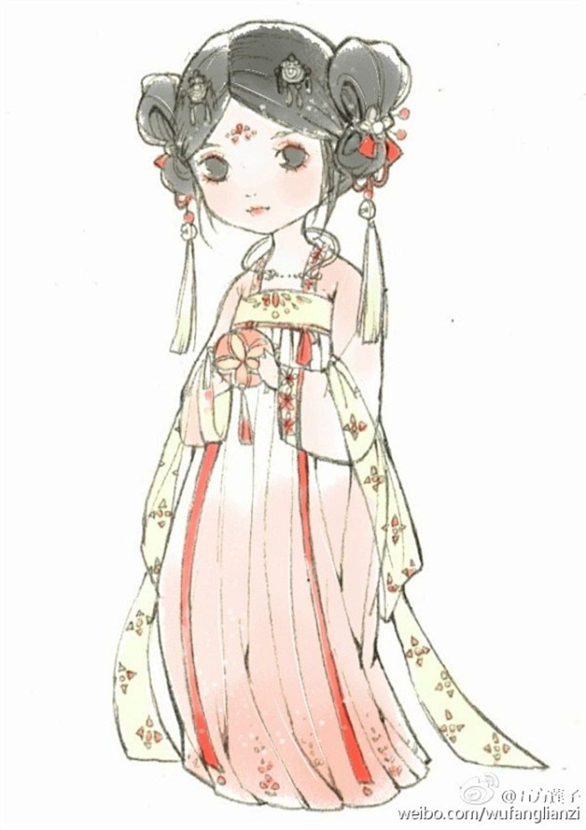 画师微博【五方莲子】#汉服# #齐胸襦裙...