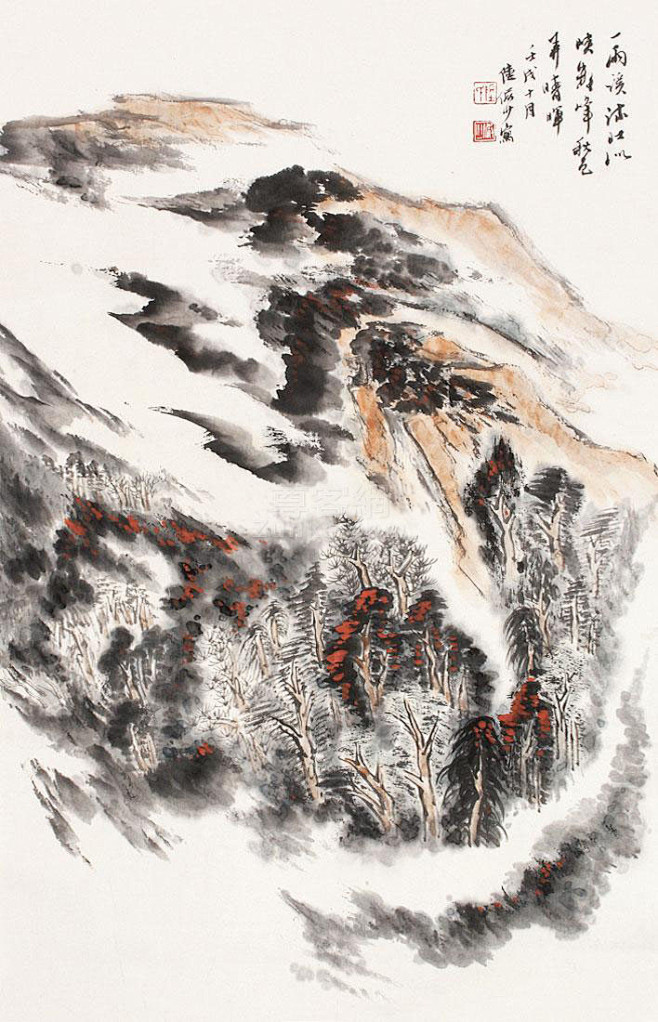 陆俨少 山水 立轴 纸本作品欣赏