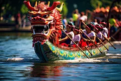 端午节龙舟表演摄影图片