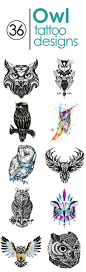 #tattoo##纹身##图案#36 Best owl tattoo designs in full size. http://www.gettattoed.com/tattoo-designs/owl-tattoo-designs/: 