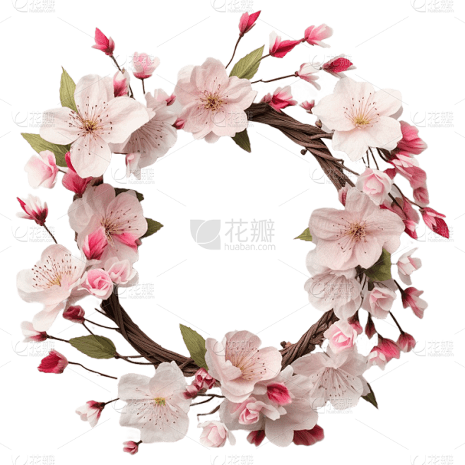 浪漫粉色樱花花环