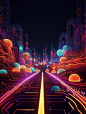 创意彩色几何空间背景Midjourney关键词