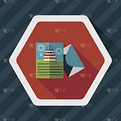 快乐的生日贺卡与长影子的平面图标，eps10