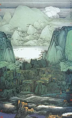 中国风格意中之地图水墨画
