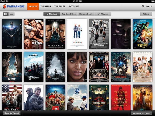 Fandango电影娱乐应用iPad界面...