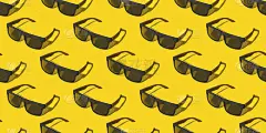 太阳镜。无缝图案的黄色眼镜。