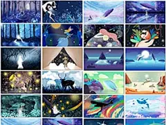 56款卡通儿童话梦游仙境治愈风奇幻森林手绘插画psd海报模板素材设计
