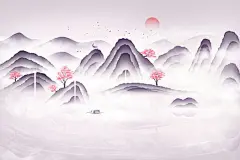 古风山水插画古风水墨背景古风背景水墨背景psd素材