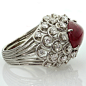 DAVID WEBB  Ruby Diamond Platinum Dome Ring image 4