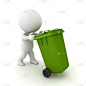3D人物推动wheelie bin